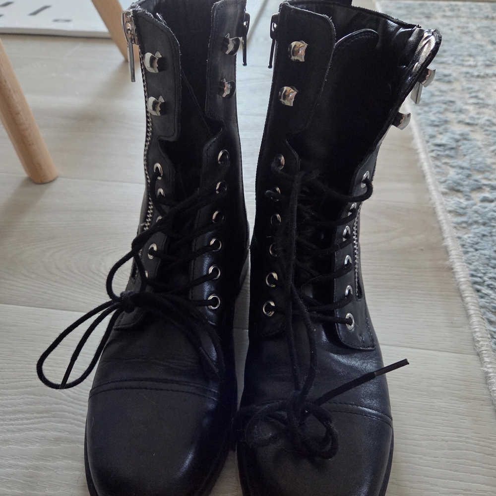 Black Lace-Up Ankle Boots